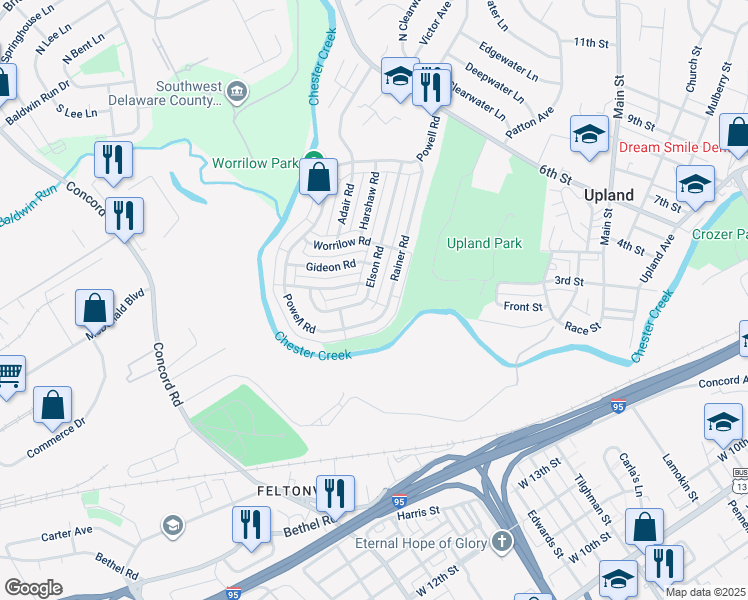 map of restaurants, bars, coffee shops, grocery stores, and more near 3912 Elson Road in Brookhaven