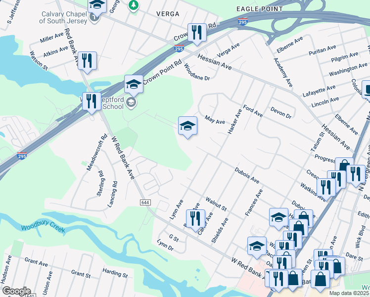 map of restaurants, bars, coffee shops, grocery stores, and more near 350 Dubois Avenue in West Deptford