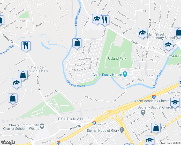 map of restaurants, bars, coffee shops, grocery stores, and more near 3912 Elson Road in Brookhaven