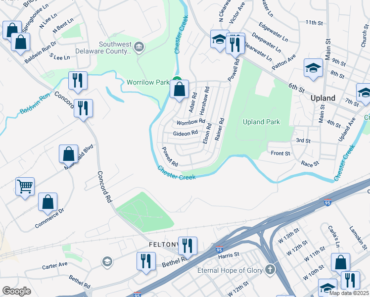 map of restaurants, bars, coffee shops, grocery stores, and more near 4008 Woodworth Road in Brookhaven