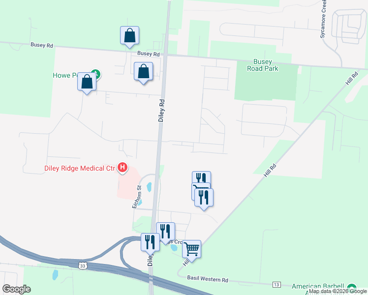 map of restaurants, bars, coffee shops, grocery stores, and more near 8355 Dove Parkway in Canal Winchester
