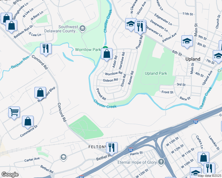 map of restaurants, bars, coffee shops, grocery stores, and more near 4004 Woodworth Road in Brookhaven