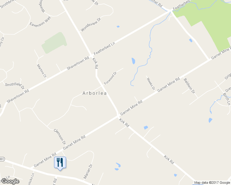 map of restaurants, bars, coffee shops, grocery stores, and more near 47 Kirk Road in Garnet Valley