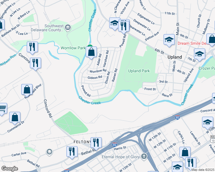 map of restaurants, bars, coffee shops, grocery stores, and more near 3908 Elson Road in Brookhaven