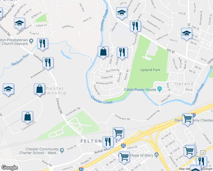 map of restaurants, bars, coffee shops, grocery stores, and more near 4008 Woodworth Road in Brookhaven