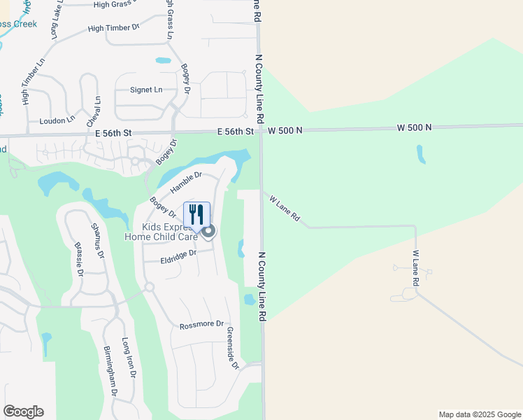 map of restaurants, bars, coffee shops, grocery stores, and more near North 800 West in McCordsville