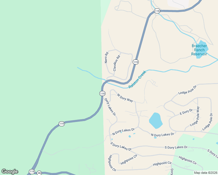 map of restaurants, bars, coffee shops, grocery stores, and more near 424 West Dory Way in Black Hawk