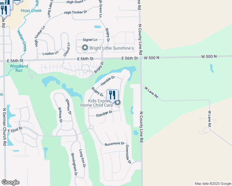 map of restaurants, bars, coffee shops, grocery stores, and more near 11801 Sinclair Drive in Indianapolis