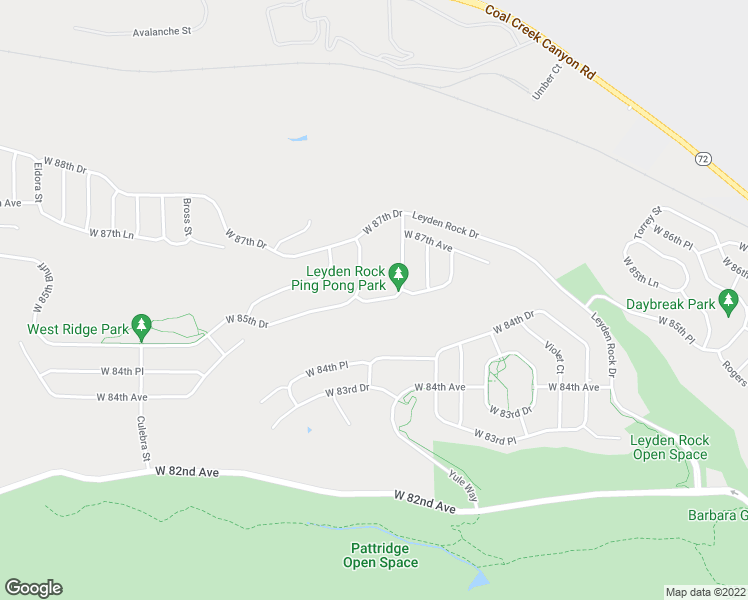 map of restaurants, bars, coffee shops, grocery stores, and more near 16928 West 86th Avenue in Arvada
