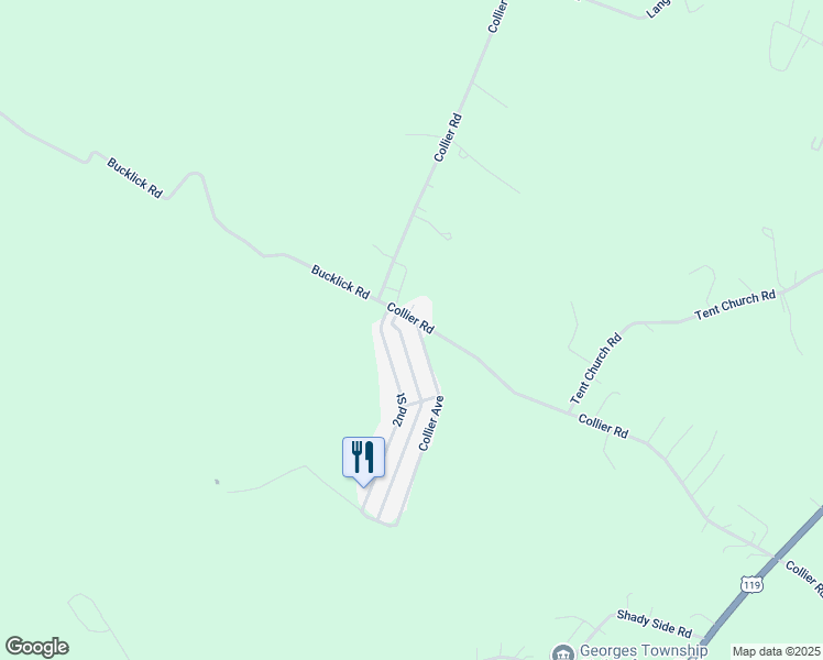 map of restaurants, bars, coffee shops, grocery stores, and more near 14 Collier Avenue in Uniontown