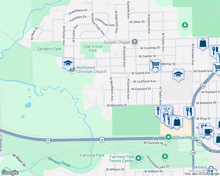 map of restaurants, bars, coffee shops, grocery stores, and more near 1078 North Westlawn Avenue in Decatur