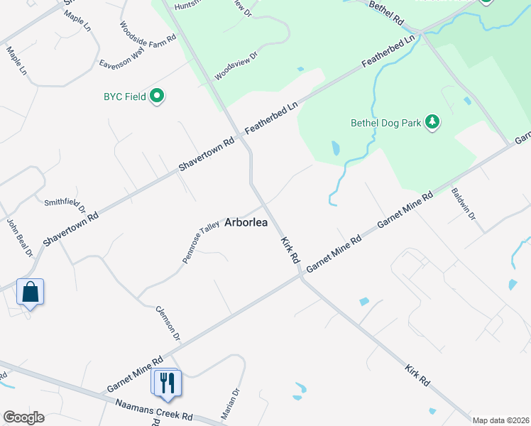 map of restaurants, bars, coffee shops, grocery stores, and more near 58 Kirk Road in Garnet Valley