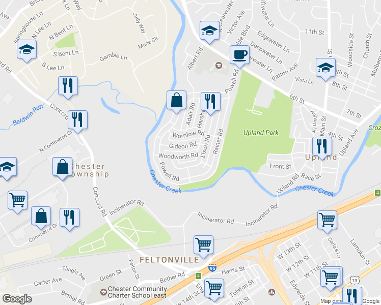 map of restaurants, bars, coffee shops, grocery stores, and more near 3919 Woodworth Road in Brookhaven