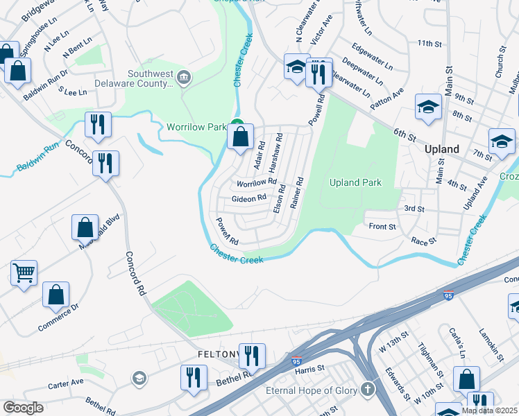 map of restaurants, bars, coffee shops, grocery stores, and more near 3919 Woodworth Road in Brookhaven