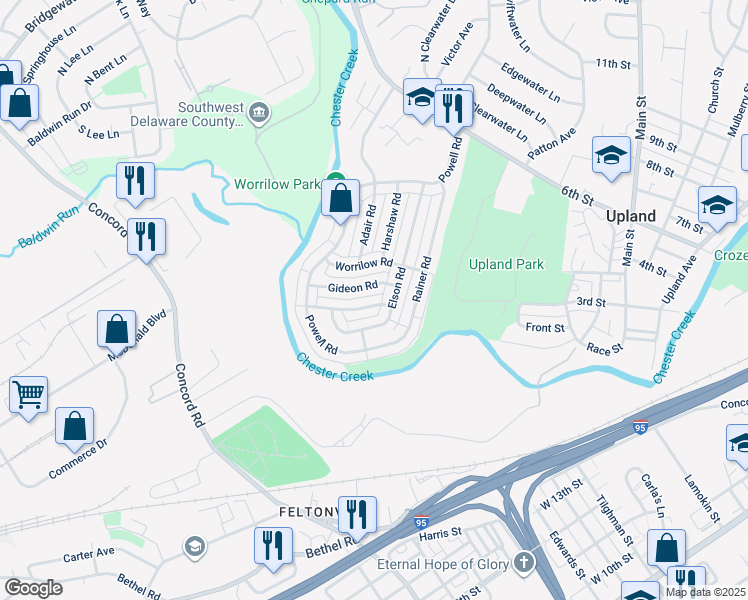 map of restaurants, bars, coffee shops, grocery stores, and more near 3911 Woodworth Road in Brookhaven