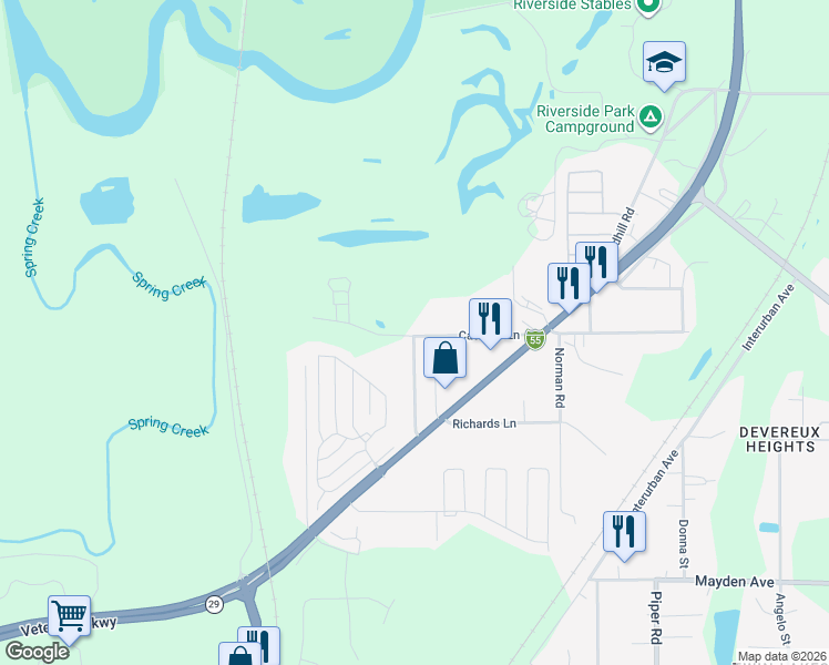 map of restaurants, bars, coffee shops, grocery stores, and more near 1901-1999 Catalina Ln in Springfield