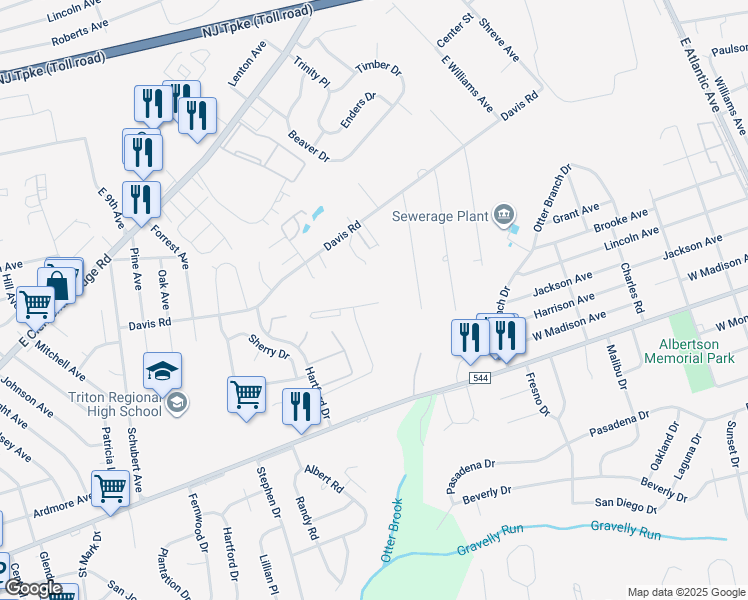 map of restaurants, bars, coffee shops, grocery stores, and more near Reagan Drive in Runnemede