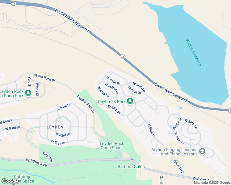 map of restaurants, bars, coffee shops, grocery stores, and more near 16928 West 86th Avenue in Arvada