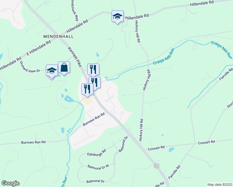 map of restaurants, bars, coffee shops, grocery stores, and more near 5 Deer Pond Lane in Chadds Ford