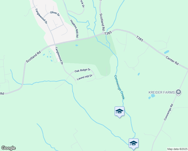 map of restaurants, bars, coffee shops, grocery stores, and more near 44 Oak Ridge Drive in Quarryville