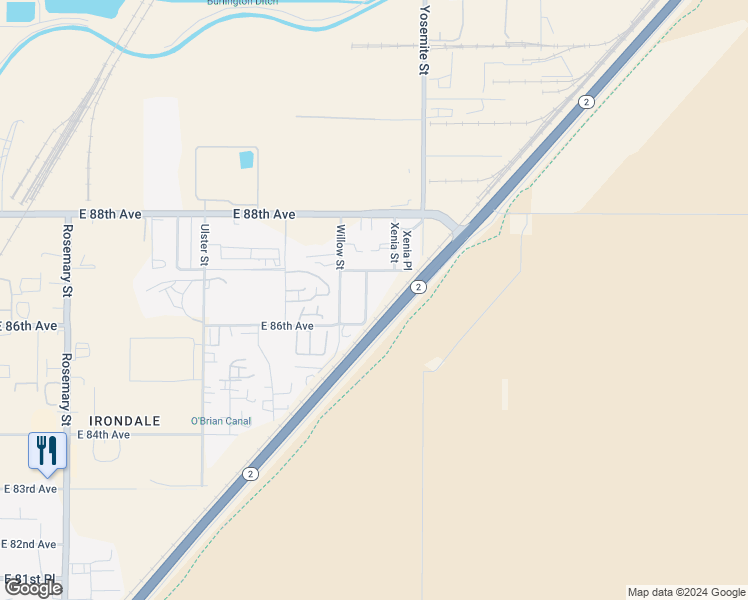 map of restaurants, bars, coffee shops, grocery stores, and more near 8640 Xanthia Street in Commerce City