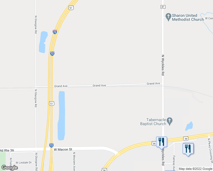 map of restaurants, bars, coffee shops, grocery stores, and more near Grand Avenue in Decatur