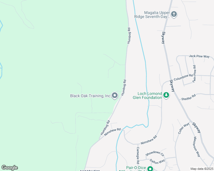 map of restaurants, bars, coffee shops, grocery stores, and more near 14985 Humbug Road in Magalia