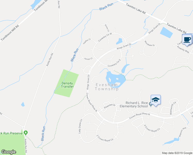 map of restaurants, bars, coffee shops, grocery stores, and more near 41 Waterview Court in Evesham Township