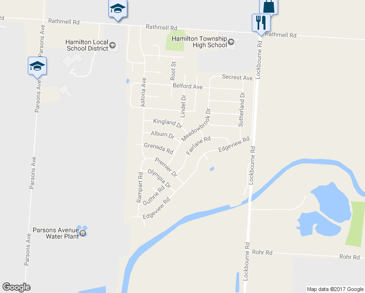map of restaurants, bars, coffee shops, grocery stores, and more near 5132 Meadowbrook Drive in Columbus