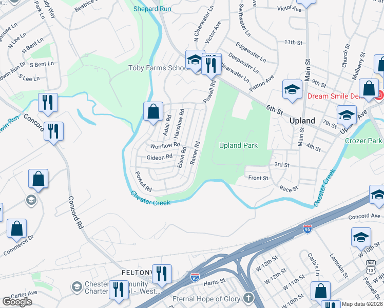 map of restaurants, bars, coffee shops, grocery stores, and more near 1409 Rainer Road in Brookhaven