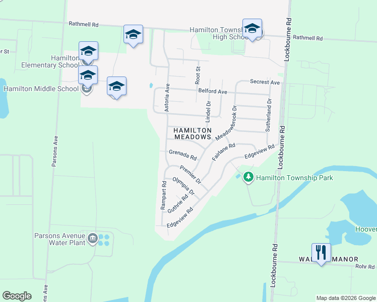 map of restaurants, bars, coffee shops, grocery stores, and more near 890 Grenada Road in Columbus