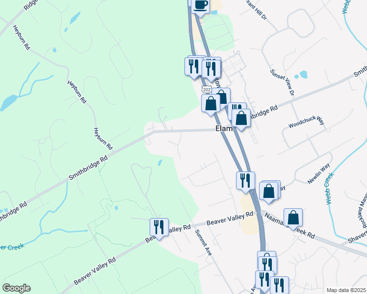 map of restaurants, bars, coffee shops, grocery stores, and more near 3 Feldspar Drive in Chadds Ford