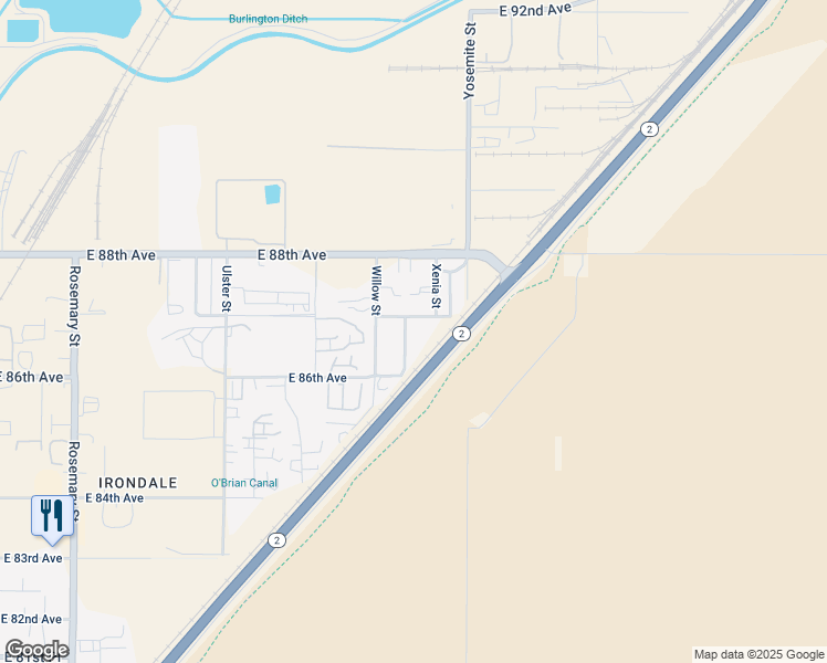map of restaurants, bars, coffee shops, grocery stores, and more near 8640 Xanthia Street in Commerce City