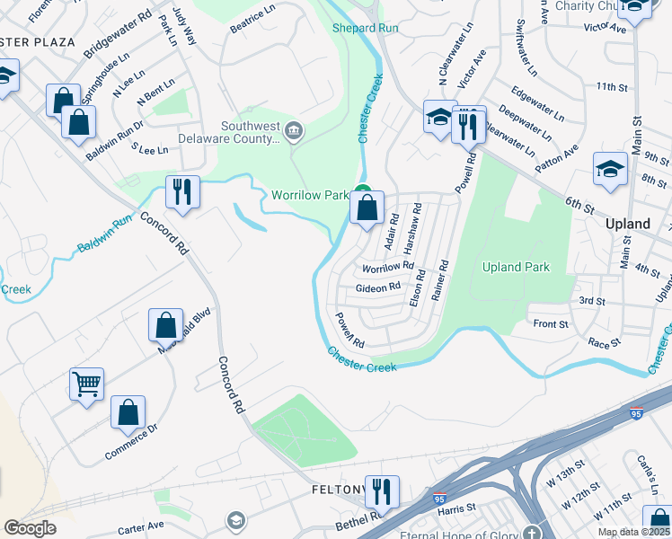 map of restaurants, bars, coffee shops, grocery stores, and more near 1420 Powell Road in Brookhaven