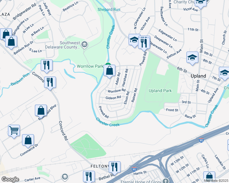 map of restaurants, bars, coffee shops, grocery stores, and more near 4008 Worrilow Rd in Brookhaven
