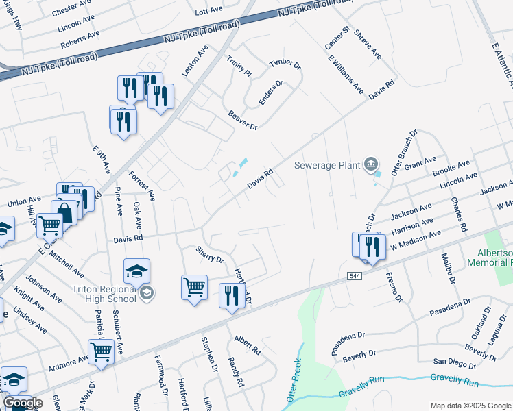 map of restaurants, bars, coffee shops, grocery stores, and more near 3104 Davis Road in Barrington