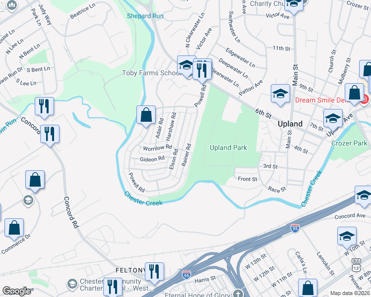 map of restaurants, bars, coffee shops, grocery stores, and more near 1409 Rainer Road in Brookhaven