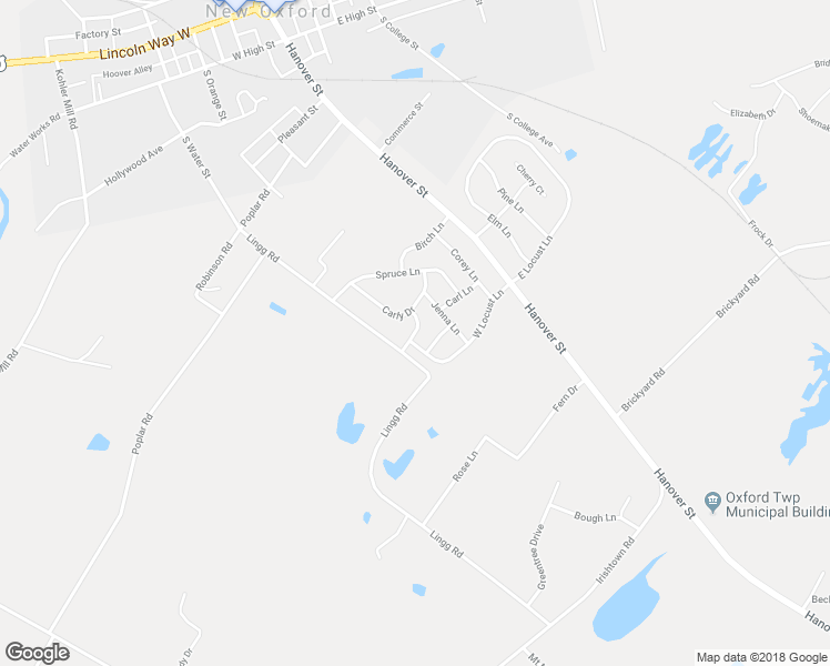 map of restaurants, bars, coffee shops, grocery stores, and more near 8 John Drive in New Oxford