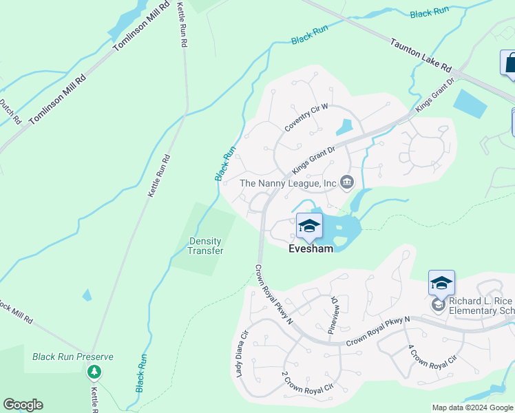 map of restaurants, bars, coffee shops, grocery stores, and more near 22 Dorset Drive in Evesham Township