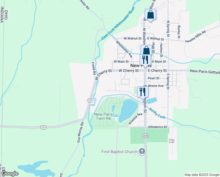map of restaurants, bars, coffee shops, grocery stores, and more near 15 Kathy Court in New Paris