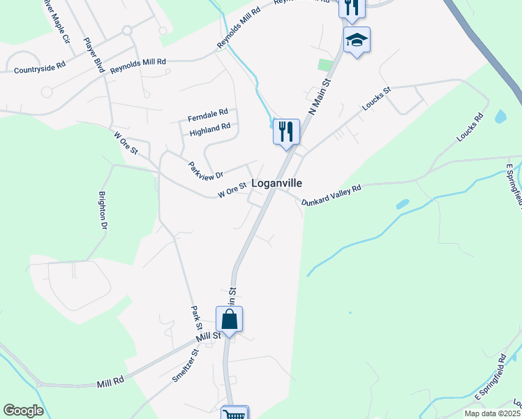 map of restaurants, bars, coffee shops, grocery stores, and more near 30 South Main Street in Seven Valleys