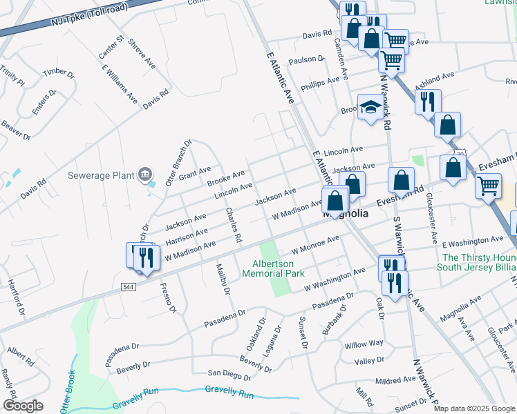 map of restaurants, bars, coffee shops, grocery stores, and more near in Magnolia