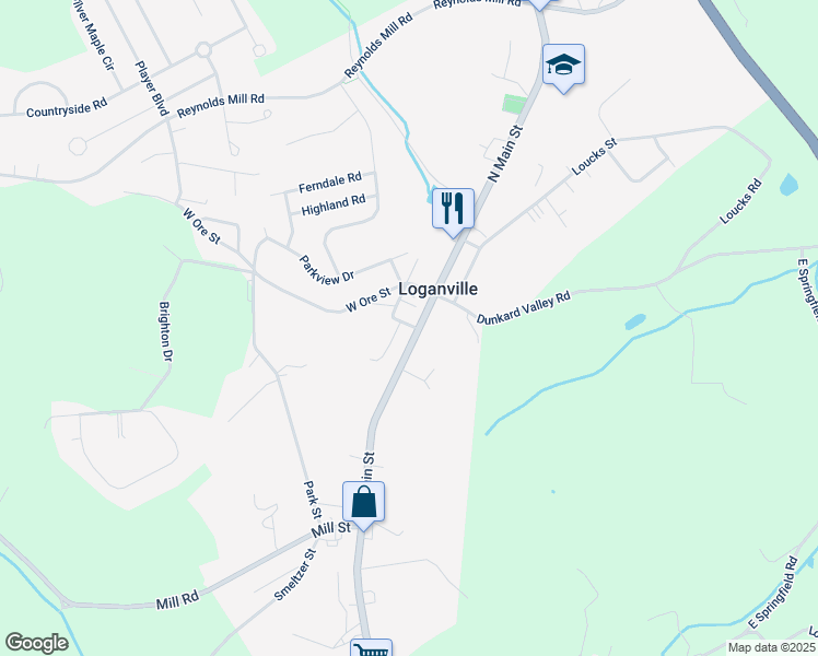map of restaurants, bars, coffee shops, grocery stores, and more near 30 South Main Street in Seven Valleys