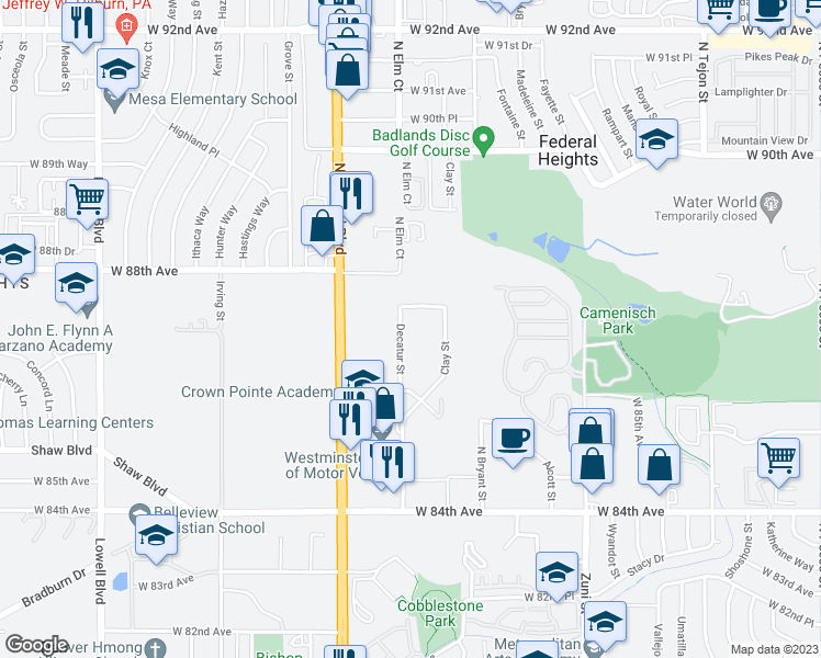 map of restaurants, bars, coffee shops, grocery stores, and more near in Westminster