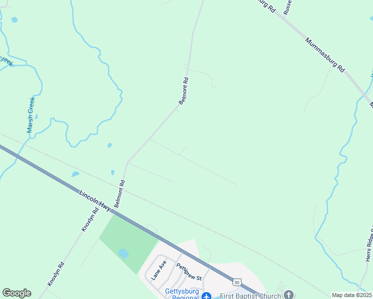 map of restaurants, bars, coffee shops, grocery stores, and more near 181 Belmont Road in Gettysburg
