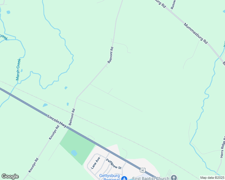 map of restaurants, bars, coffee shops, grocery stores, and more near 181 Belmont Road in Gettysburg