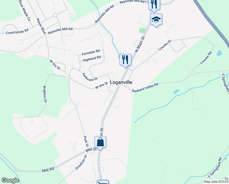 map of restaurants, bars, coffee shops, grocery stores, and more near 22 South Main Street in Seven Valleys