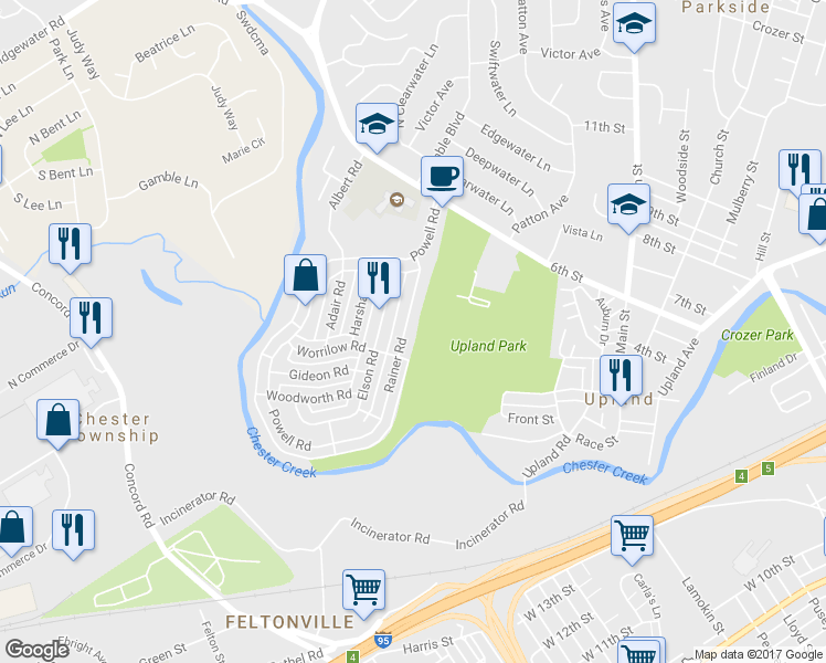 map of restaurants, bars, coffee shops, grocery stores, and more near 1325 Rainer Road in Brookhaven