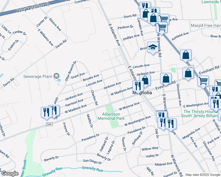 map of restaurants, bars, coffee shops, grocery stores, and more near in Magnolia