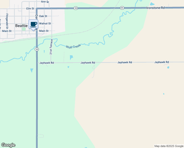 map of restaurants, bars, coffee shops, grocery stores, and more near 2205 Jayhawk Road in Beattie